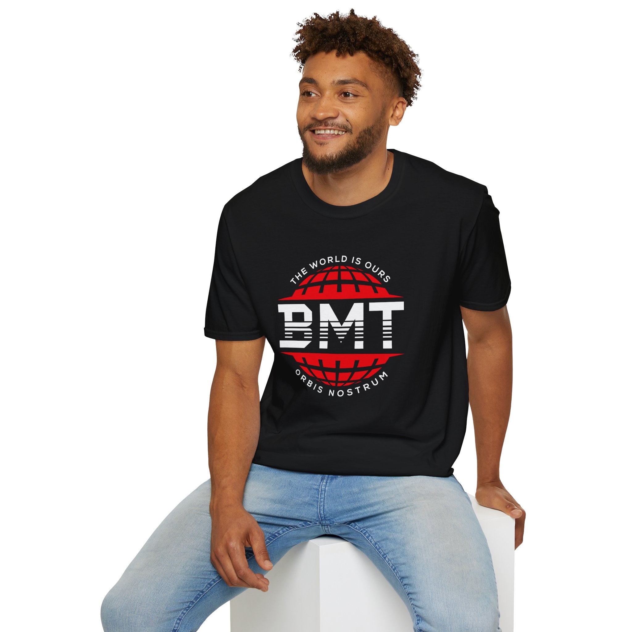 BMT RED Globe Logo T-Shirt — “The World Is Ours” Graphic Tee