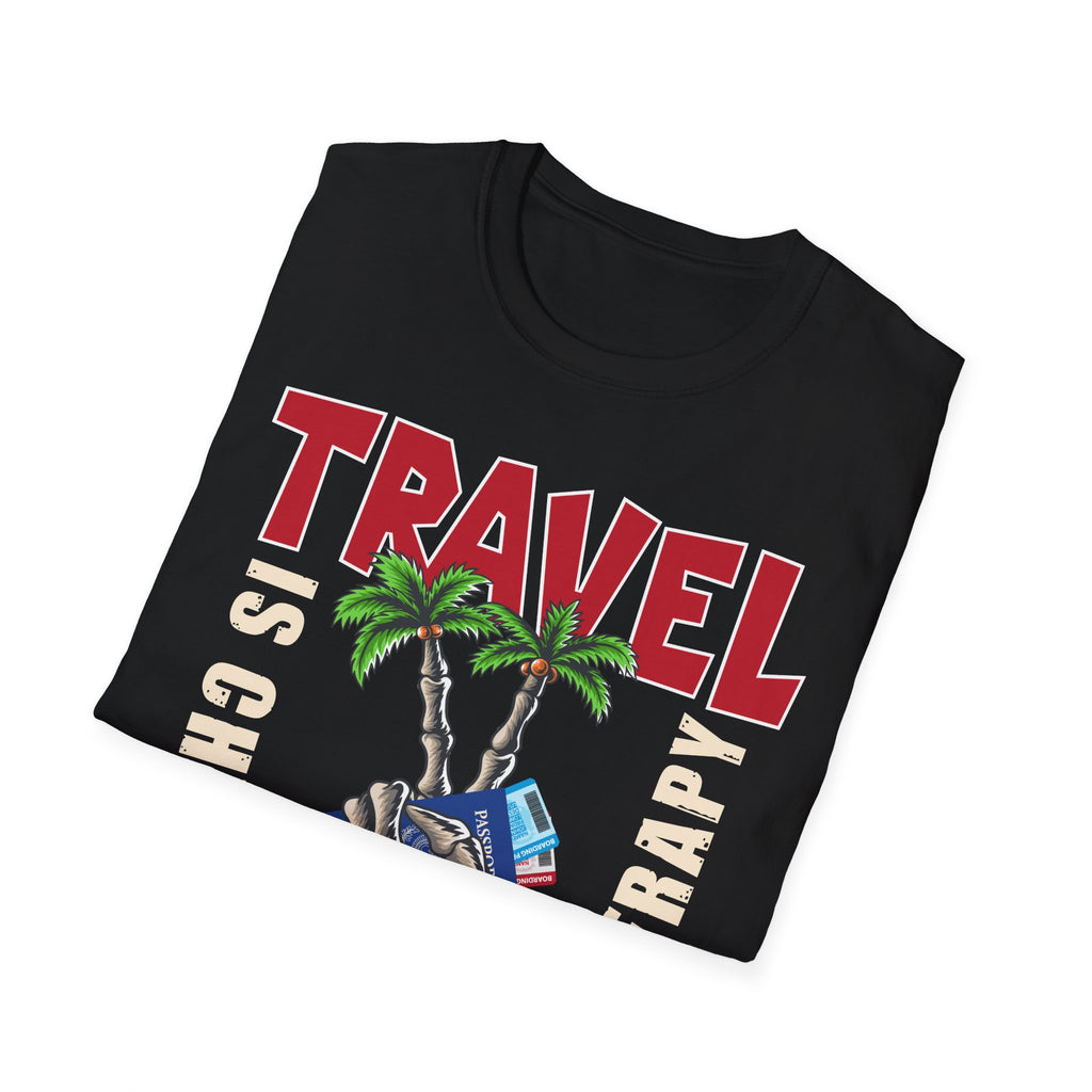 Travel Is Cheaper Than Therapy T-Shirt Bones — Vacation Palm Tree Graphic Tee