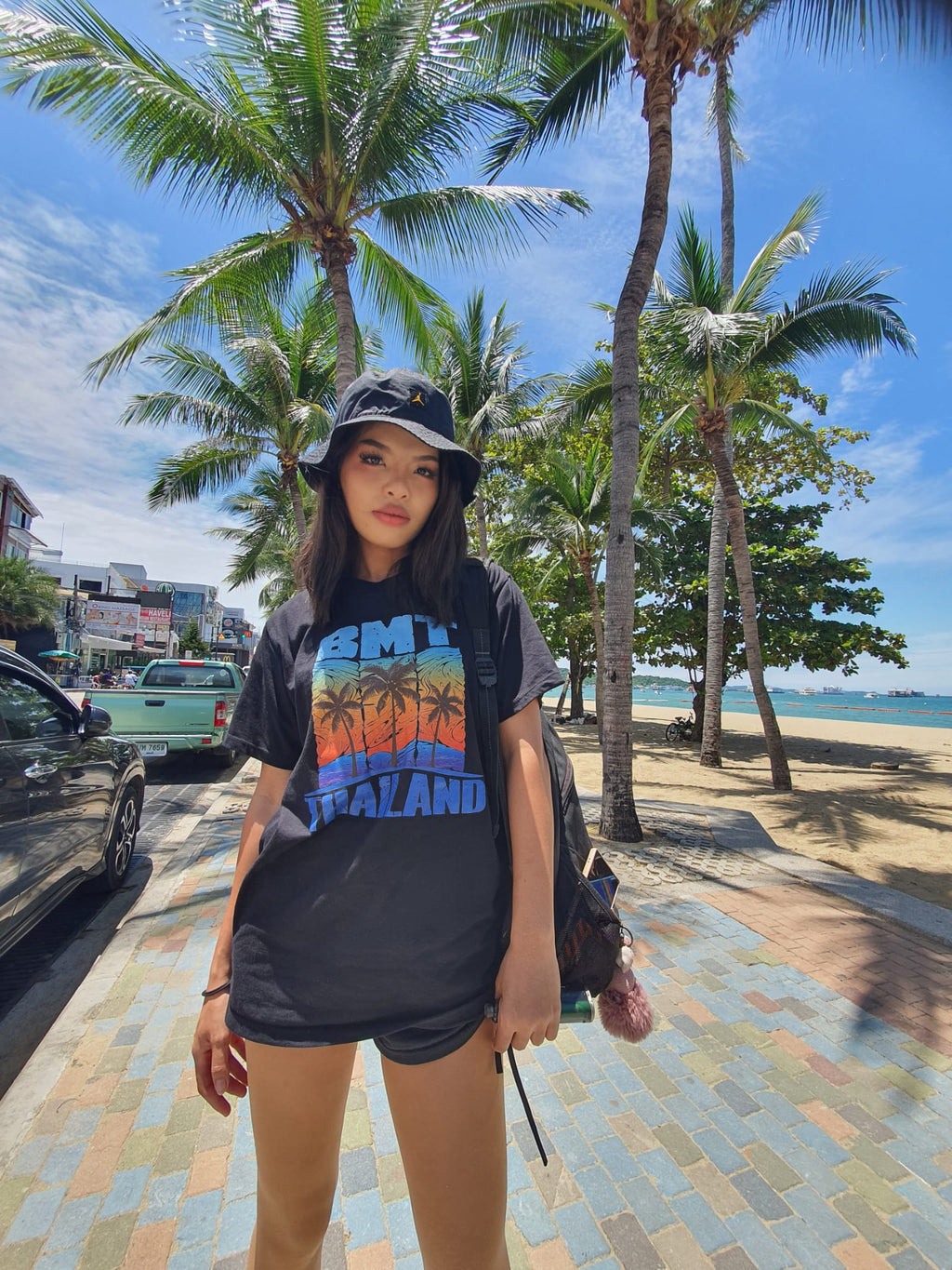 Thailand BMT Blue Sunset T-Shirt — Retro Palm Beach Vacation Tee